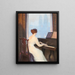 Girl playing piano - William Worcester Churchill — framed artwork on a wall
