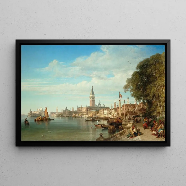 View of Venice from Riva degli Schiavone - William Wyld — framed artwork on a wall