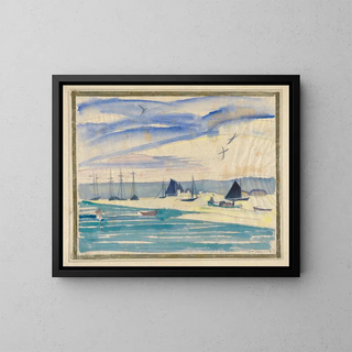 Scene of port - William Zorach — framed artwork on a wall