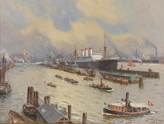 Port of Hamburg with Cap Polonio and Kehrwiederspitze - Willy Stwer — artwork view