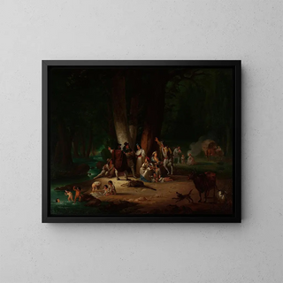 Camp de gitans au bord de l'eau - Wincenty Smokowski — framed artwork on a wall