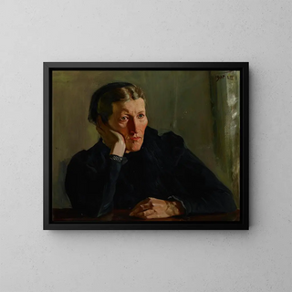 Portrait of Mother - Wincenty Wodzinowski — framed artwork on a wall