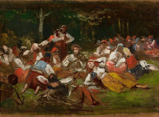 Sketch for harvesters resting - Wincenty Wodzinowski — artwork view