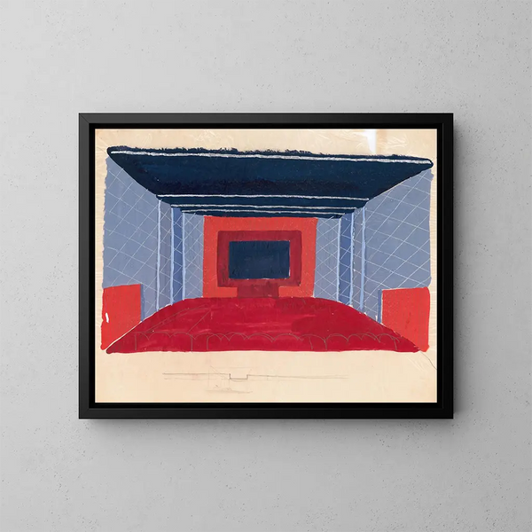 Propositions de design pour le théâtre Puck, New York, étude de perspective intérieure - Winold Reiss — framed artwork on a wall