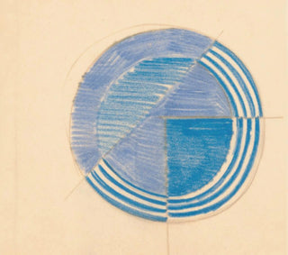 Croquis divers pour dessus de table en marqueterie avec motif circulaire bleu - Winold Reiss — artwork view