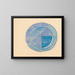 Croquis divers pour dessus de table en marqueterie avec motif circulaire bleu - Winold Reiss — framed artwork on a wall