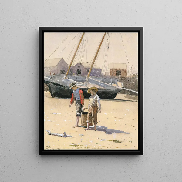 A basket of clams - Winslow Homer — framed artwork on a wall