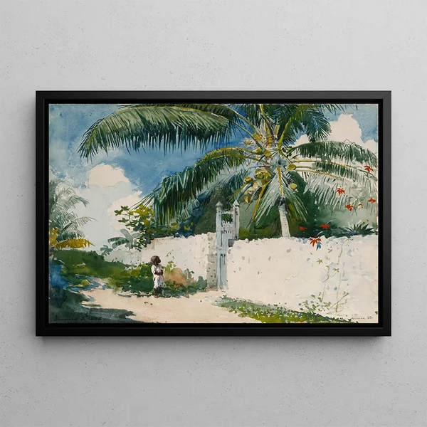 A Garden in Nassau - Winslow Homer — framed artwork on a wall