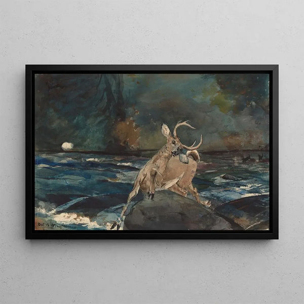 A good shot, Adirondacks - Winslow Homer — framed artwork on a wall