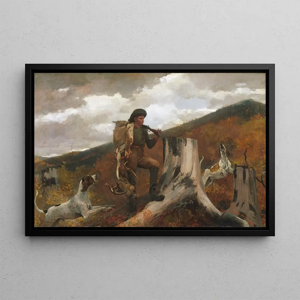 A hunter and dogs - Winslow Homer — framed artwork on a wall