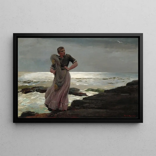 A Light on the Sea - Winslow Homer — framed artwork on a wall