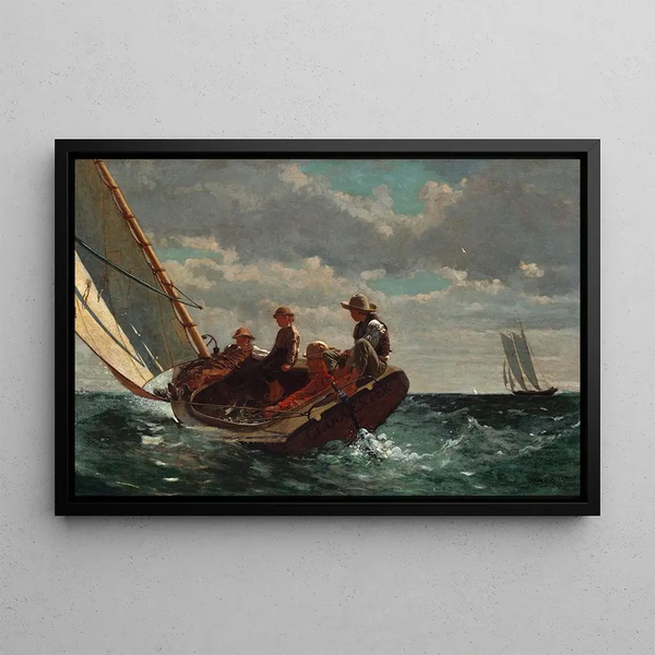 Brise montante Un vent favorable - Winslow Homer — framed artwork on a wall