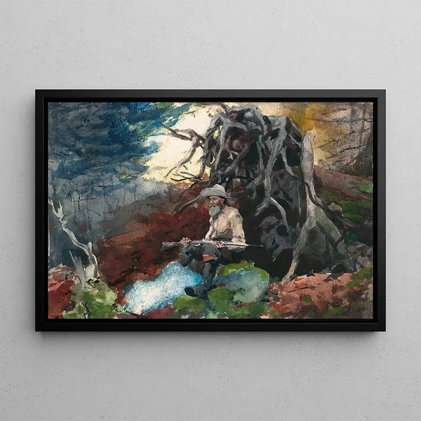 Campfire in the Adirondacks - Winslow Homer — framed artwork on a wall