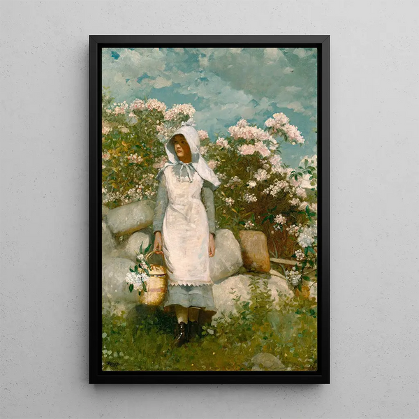 Girl and Laurel - Winslow Homer — framed artwork on a wall