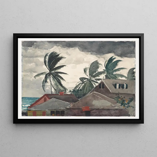 Hurricane in the Bahamas - Winslow Homer — framed artwork on a wall