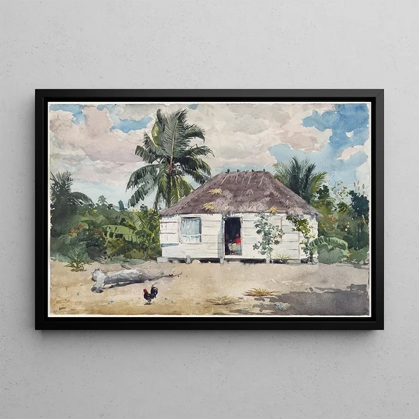 Hutte indigène à Nassau - Winslow Homer — framed artwork on a wall