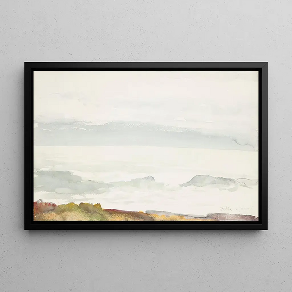 Ocean seen from a cliff Prouts Neck Maine - Winslow Homer — framed artwork on a wall