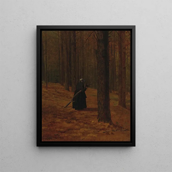 Old woman gathering fagots - Winslow Homer — framed artwork on a wall