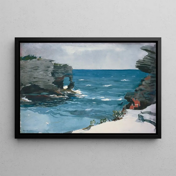 Rugged Coastline Painting, Bermuda - Winslow Homer — framed artwork on a wall