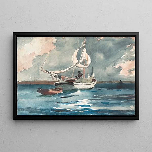 Sloop Nassau - Winslow Homer — framed artwork on a wall