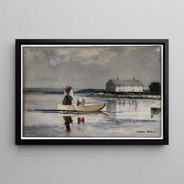 Eel Fishing - Winslow Homer — framed artwork on a wall