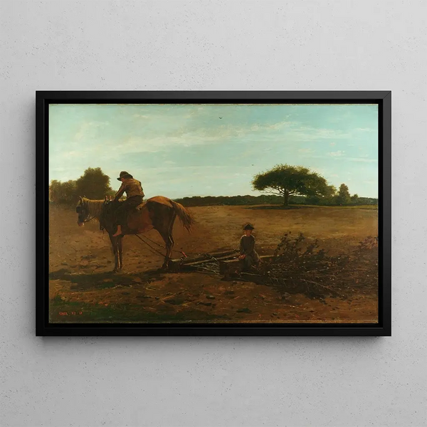 La herse à brosse Printemps - Winslow Homer — framed artwork on a wall