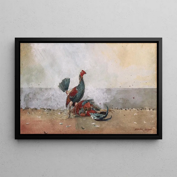 The Cockfight - Winslow Homer — framed artwork on a wall