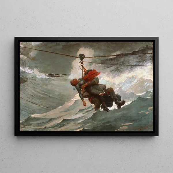 The Lifeline - Winslow Homer — framed artwork on a wall