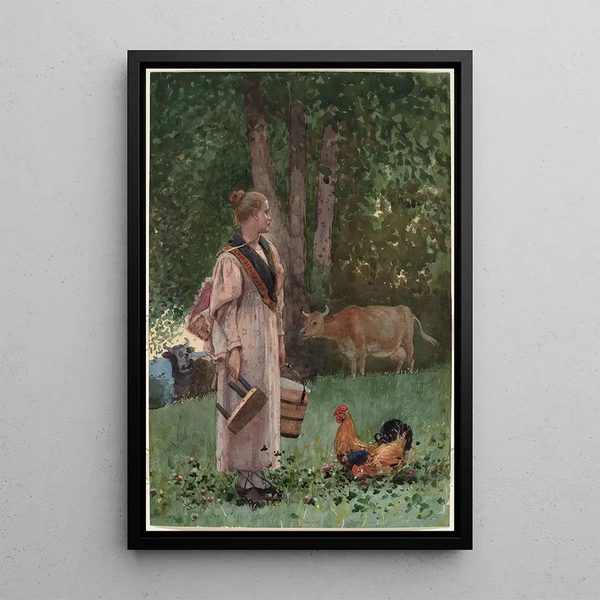 The Milkmaid - Winslow Homer — framed artwork on a wall