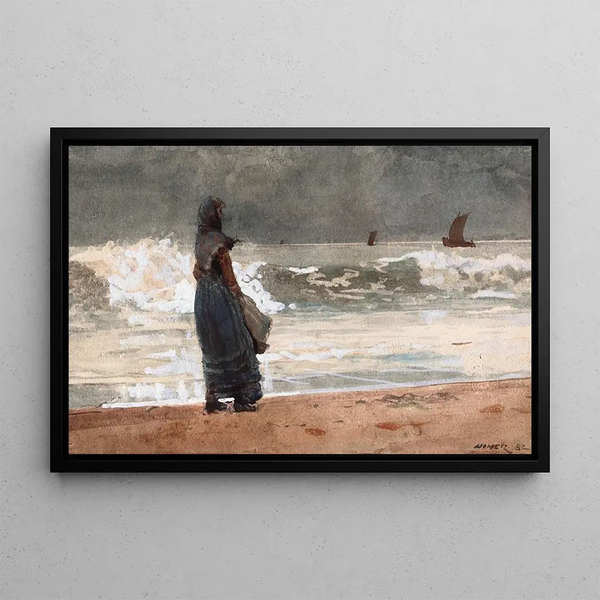 The Lookout at Tynemouth - Winslow Homer — framed artwork on a wall