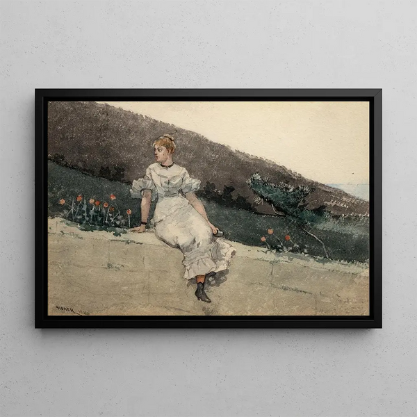 The Garden Wall - Winslow Homer — framed artwork on a wall