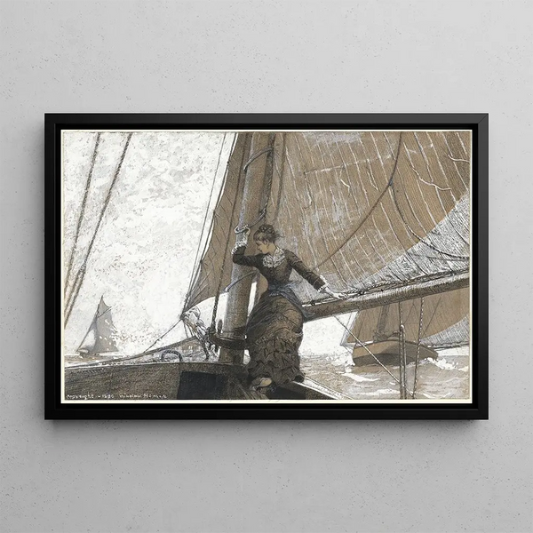 Young Girl Yachting - Winslow Homer — framed artwork on a wall