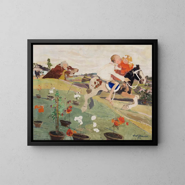 Enlèvement d'une princesse - Witold Wojtkiewicz — framed artwork on a wall
