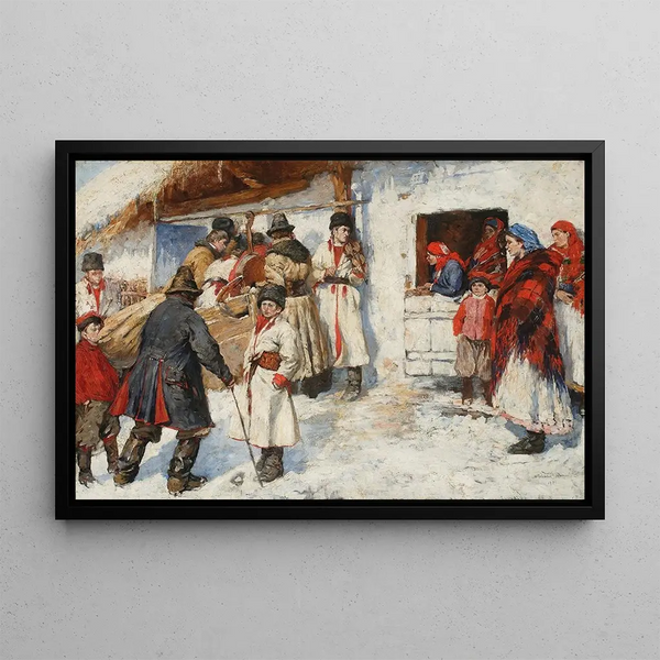At the entrance of a tavern - Włodzimierz Tetmajer — framed artwork on a wall
