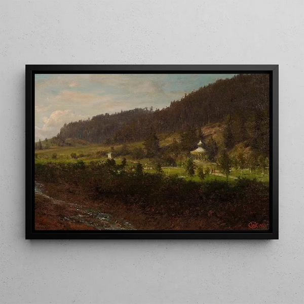 Landscape Painting of Submontane Region - Wojciech Gerson — framed artwork on a wall