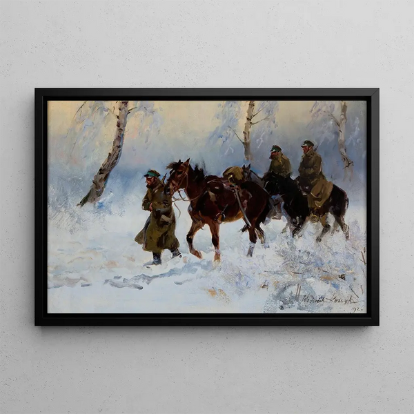 Cavaliers - Wojciech Kossak — framed artwork on a wall