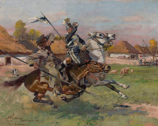 Uhlan fighting a Cossack - Wojciech Kossak — artwork view