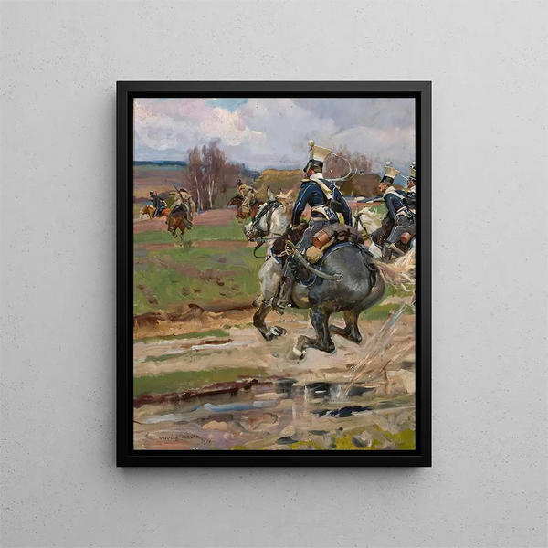 Uhlans - Wojciech Kossak — framed artwork on a wall