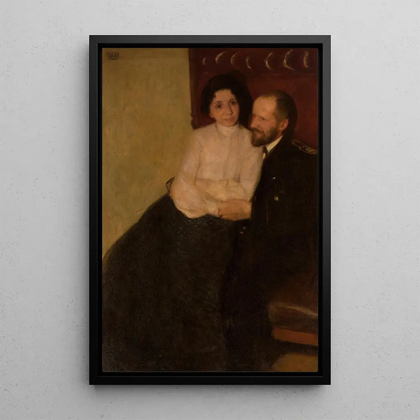 Portrait of the artist's sister and her husband - Wojciech Weiss — framed artwork on a wall