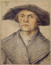 Portrait of a man wearing a fur-lined coat and a wide-brimmed hat - Wolf Huber — artwork view