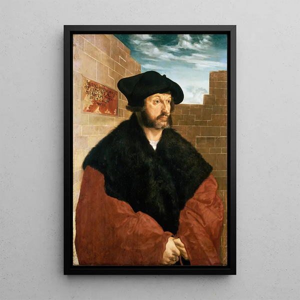 Portrait Painting of Anton Hundertpfundt - Wolfgang Huber — framed artwork on a wall