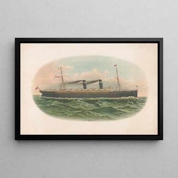 Ship of Saint Louis in the sea - Woodward Tiernan Printing Co — framed artwork on a wall