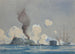 Action between the USS Monitor and the CSS Merrimac Painting at Hampton Roads, VA, Civil War - Worden Wood — artwork view