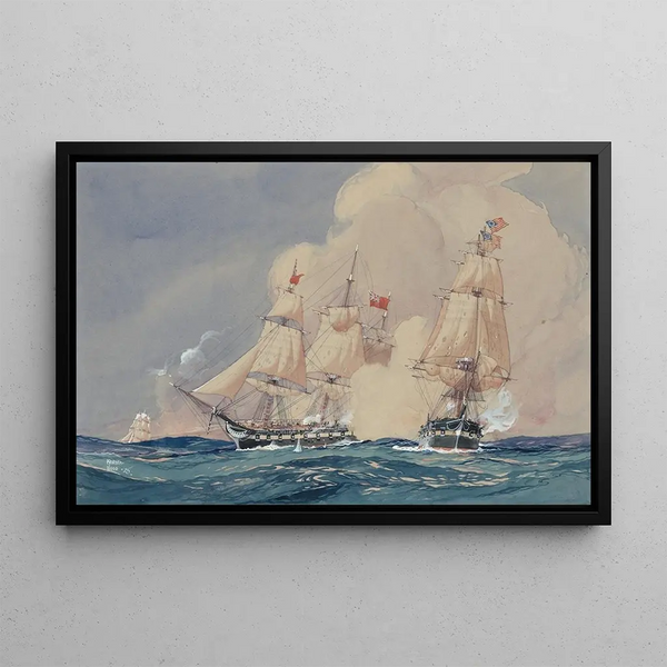 the Capture of the brigantine Fox by the American Hancock, May 28, 1777 - Worden Wood — framed artwork on a wall