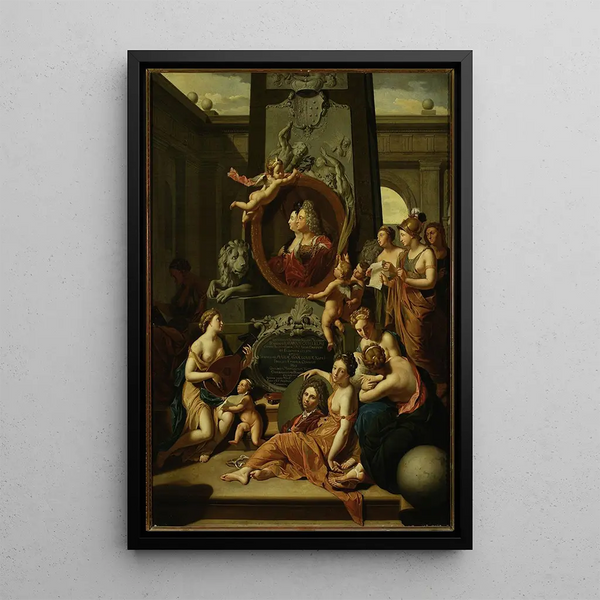 Les arts libéraux rendent hommage à Johann Wilhelm Palatin du Rhin et à sa femme - Atelier d'Adriaen van der Werff — framed artwork on a wall