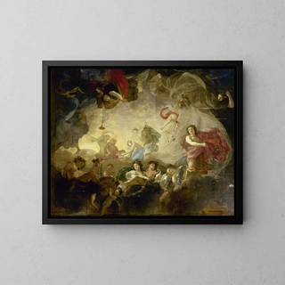 The Dawn Breaks, also known as Apollo and the Hours - Charles Le Brun's Workshop — framed artwork on a wall