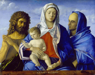 Virgin and Child with Saint John the Baptist and Saint Elizabeth - Workshop of Giovanni Bellini — artwork view