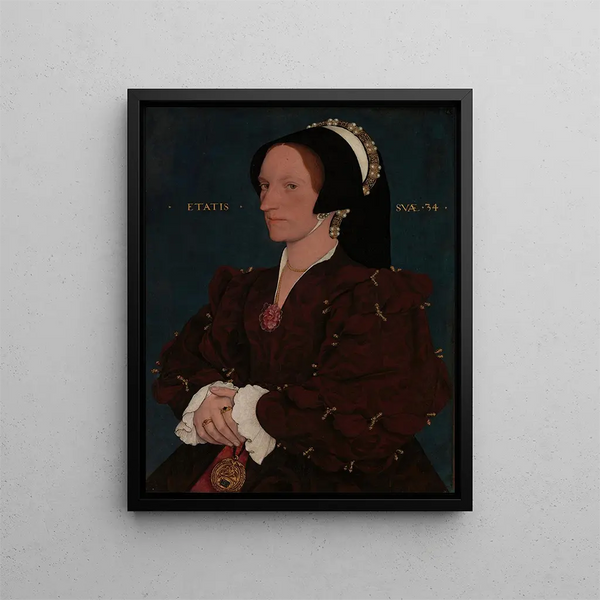 Lady Lee Margaret Wyatt née vers 1509 - Atelier de Hans Holbein le Jeune — framed artwork on a wall