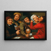 Peasants celebrating and playing cards - Jan Massys Workshop — framed artwork on a wall