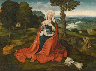 Virgin and Child sitting in front of a vast landscape - Workshop of Joachim Patinir — artwork view